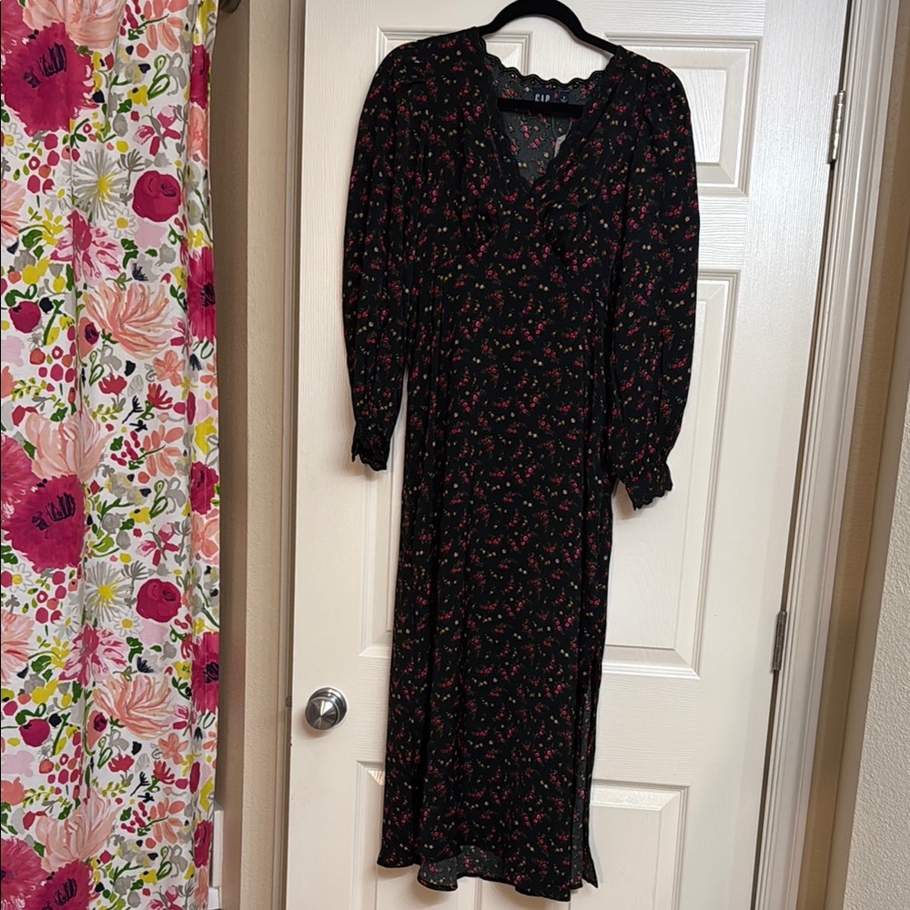 Gap satin floral empire midi dress